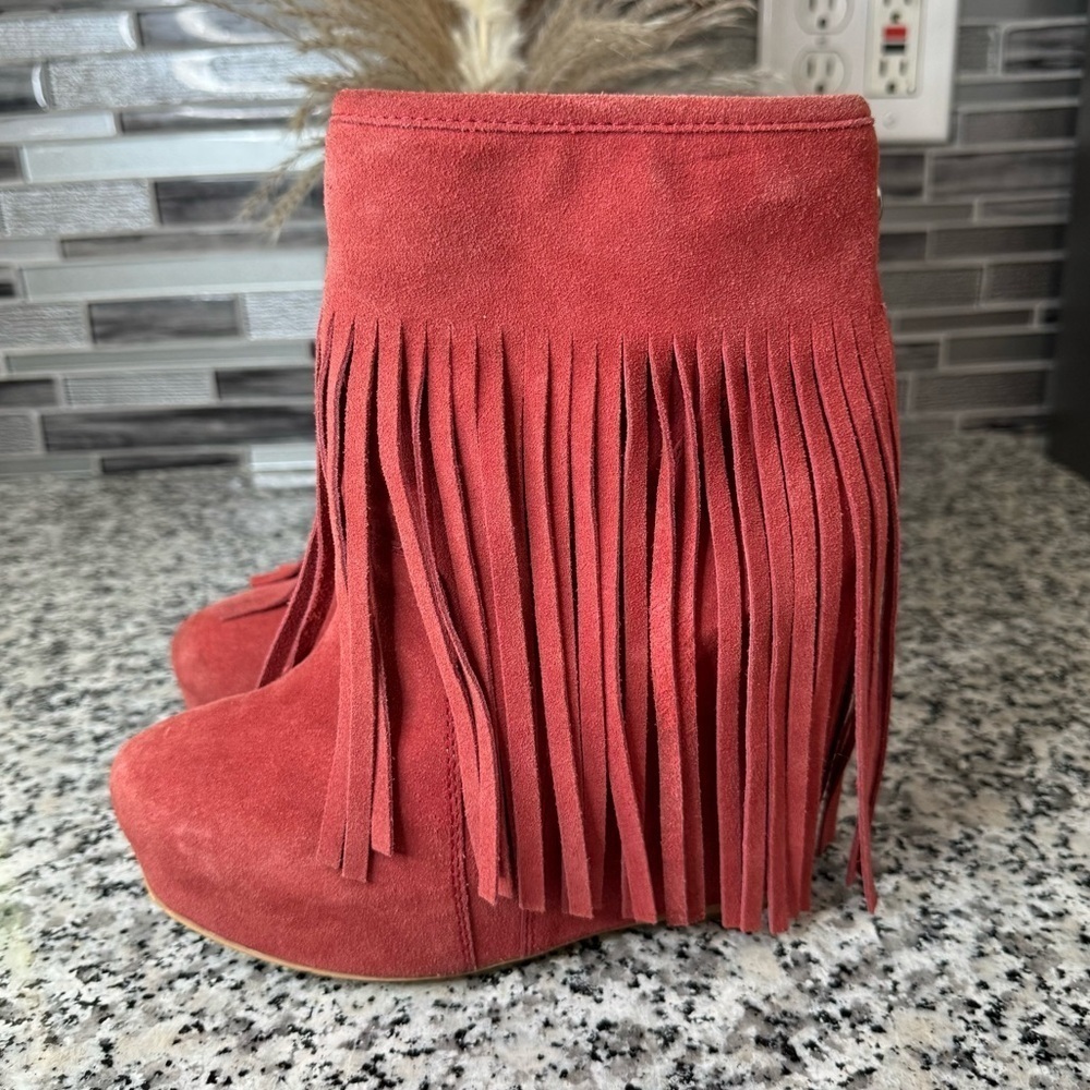 Koolaburra Red Fringe Heeled Boots